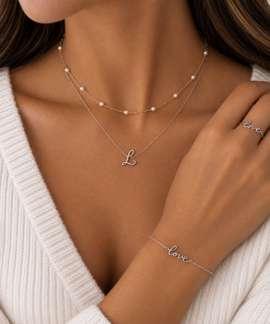 Love & Initial Jewelry Set