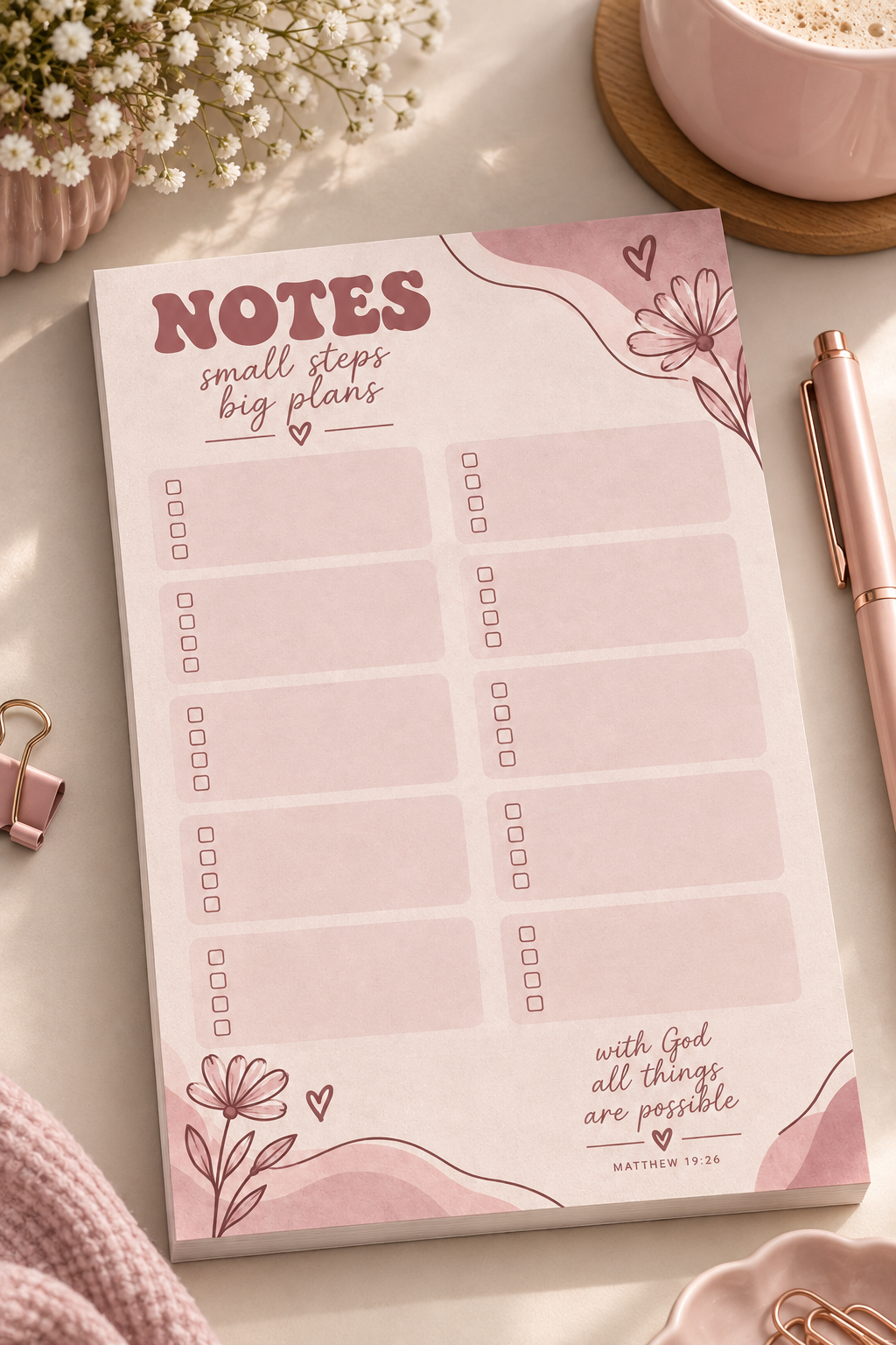 Notes: Small Steps Big Plans — Faith Notepad
