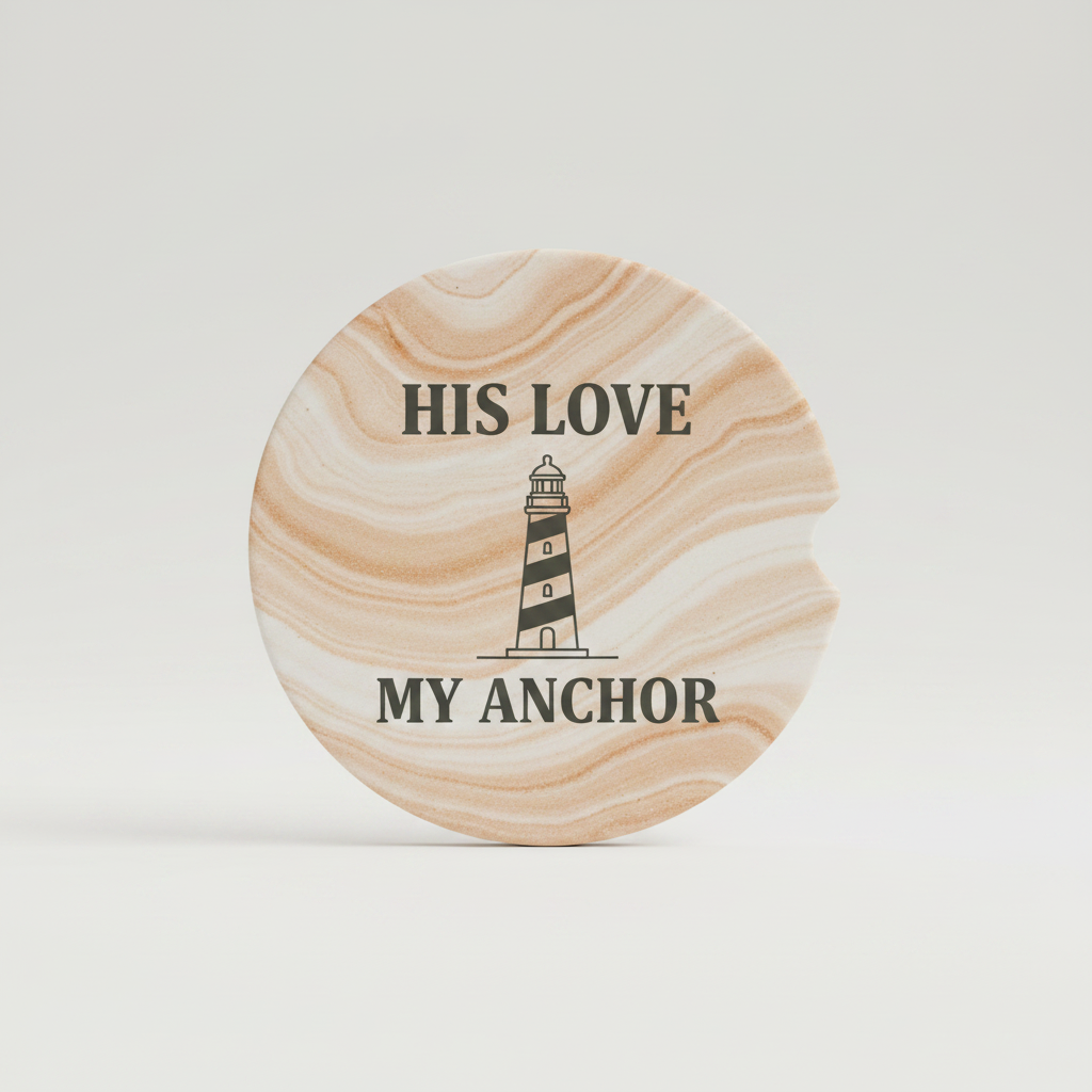His Love My Anchor car Coaster / set of 2