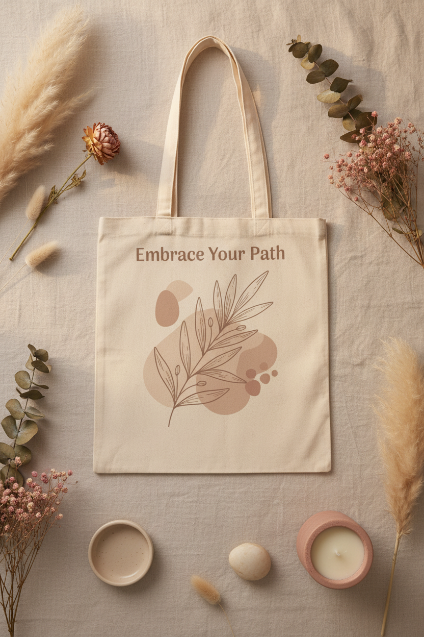 Embrace Your Path Wristlet Keychain Band & tote bag combo