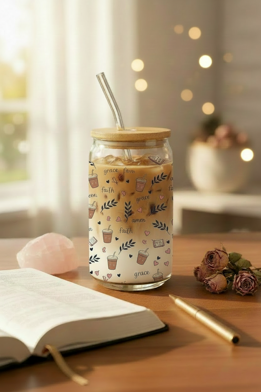 Faith Hope Grace bamboo Glass