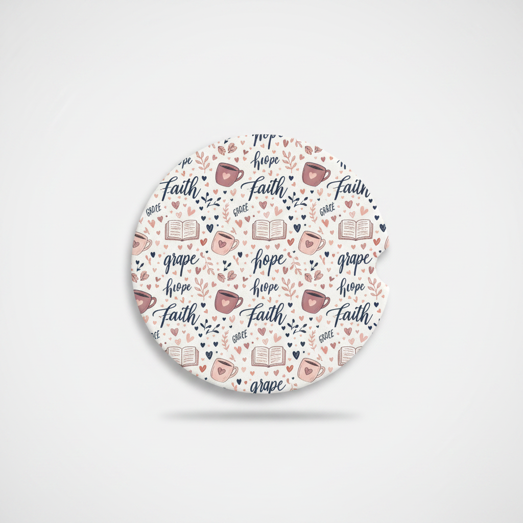 2pcs | Faith Hope Grace Pattern Car Coaster