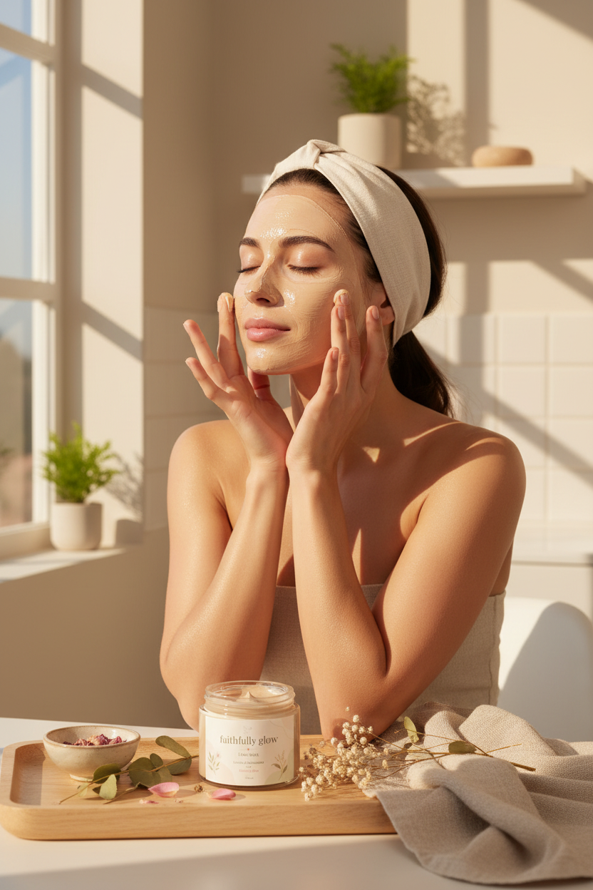 Faithfully Glow Face Mask Lifestyle Mockup