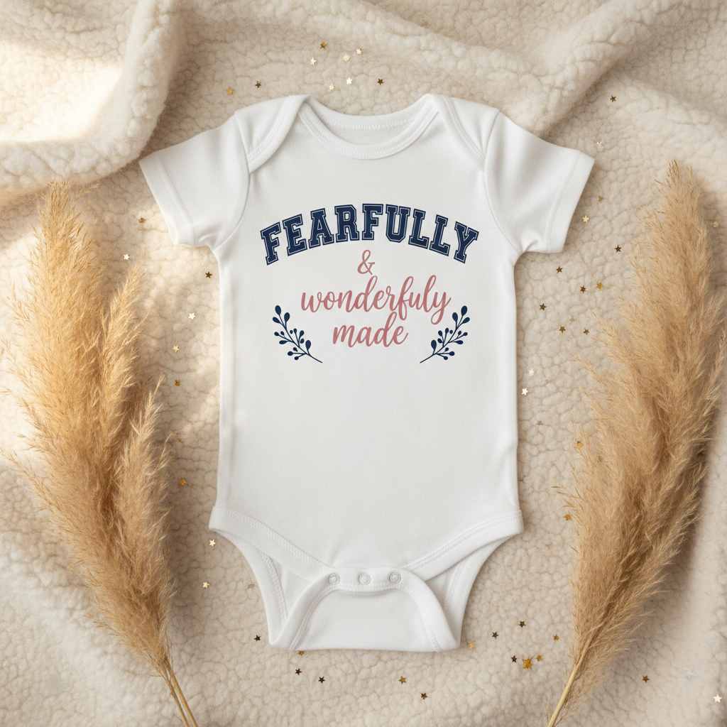 Fearfully & Wonderfully Made Baby Grow & Bib Combo