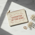 Daughter Of The King canvas cosmetic bag flat lay