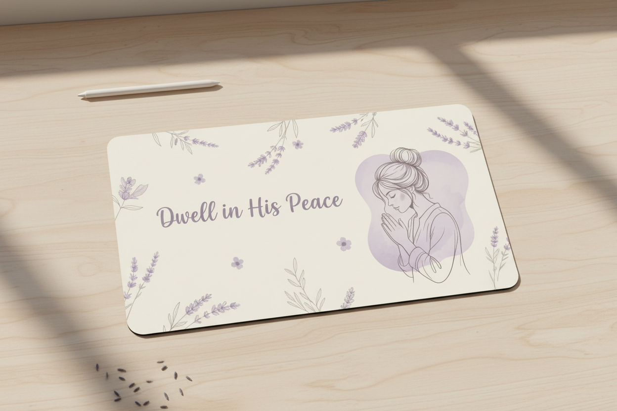Dwell in His Peace Desk Mat