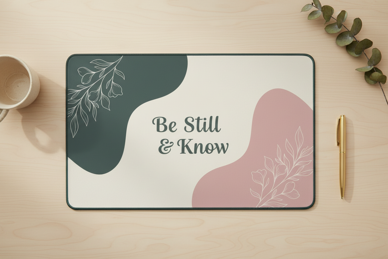 Be Still & Know Desk Mat / mousepad