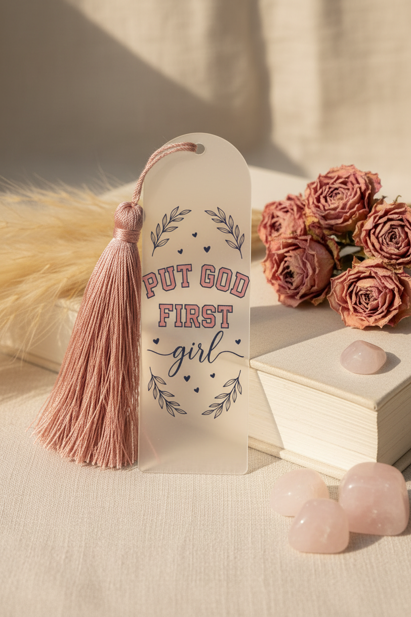 She is Clothed in Strength Acrylic Bookmark with Tassel