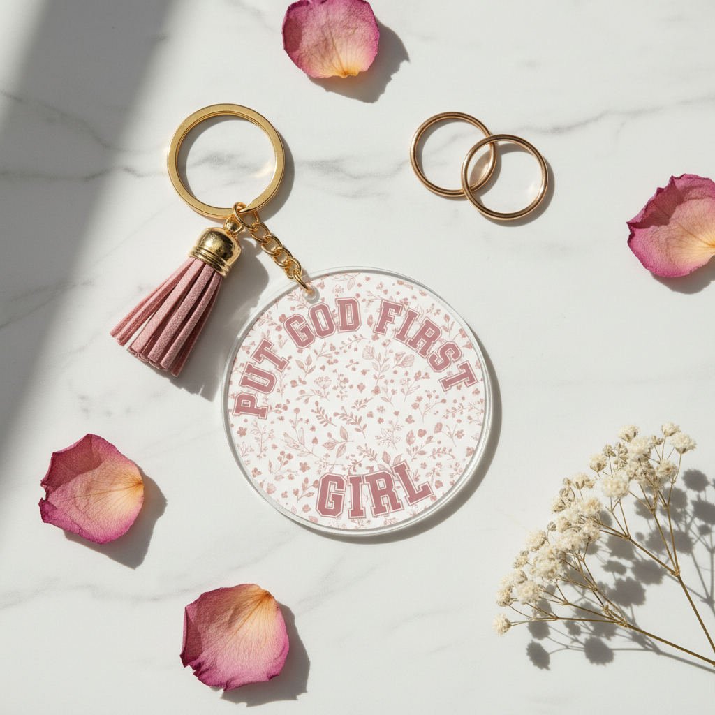 Put God First Girl Keychain
