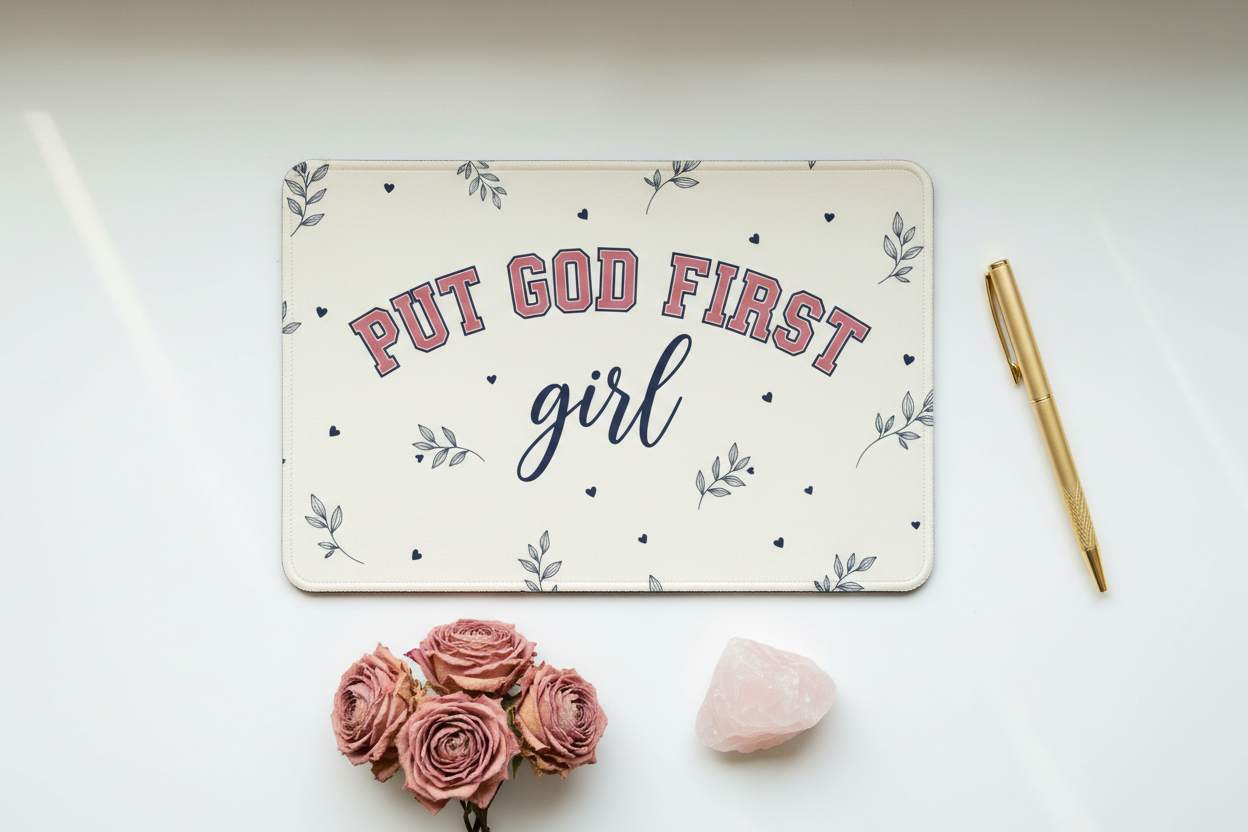 Put God First Girl Mousepad
