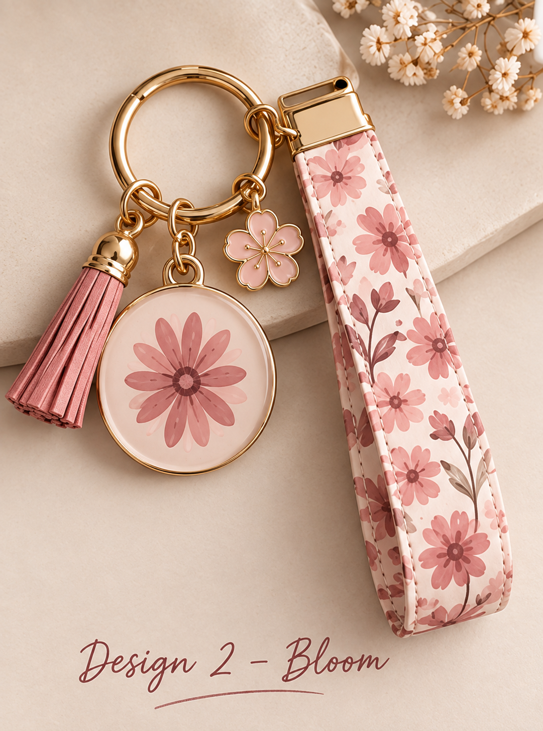 Bloom Floral Keychain and Wristlet Set