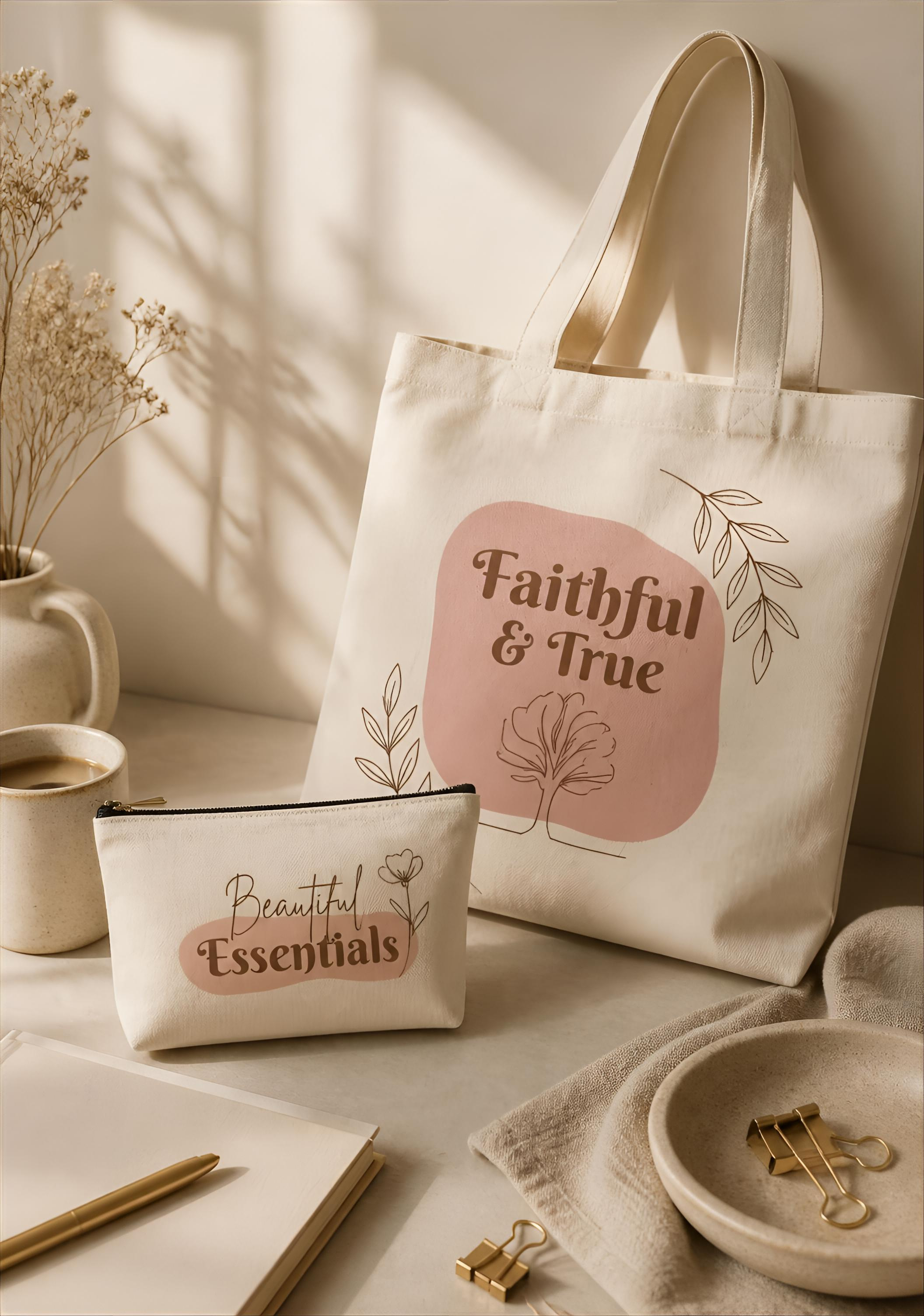 The "Faithful Essentials" Canvas Tote & Pouch Combo