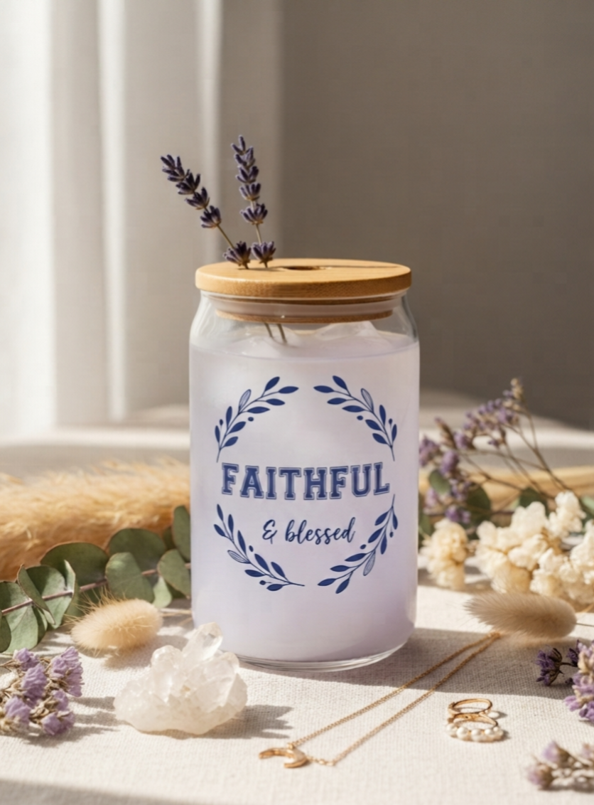 Faithful & Blessed  Bamboo Glass