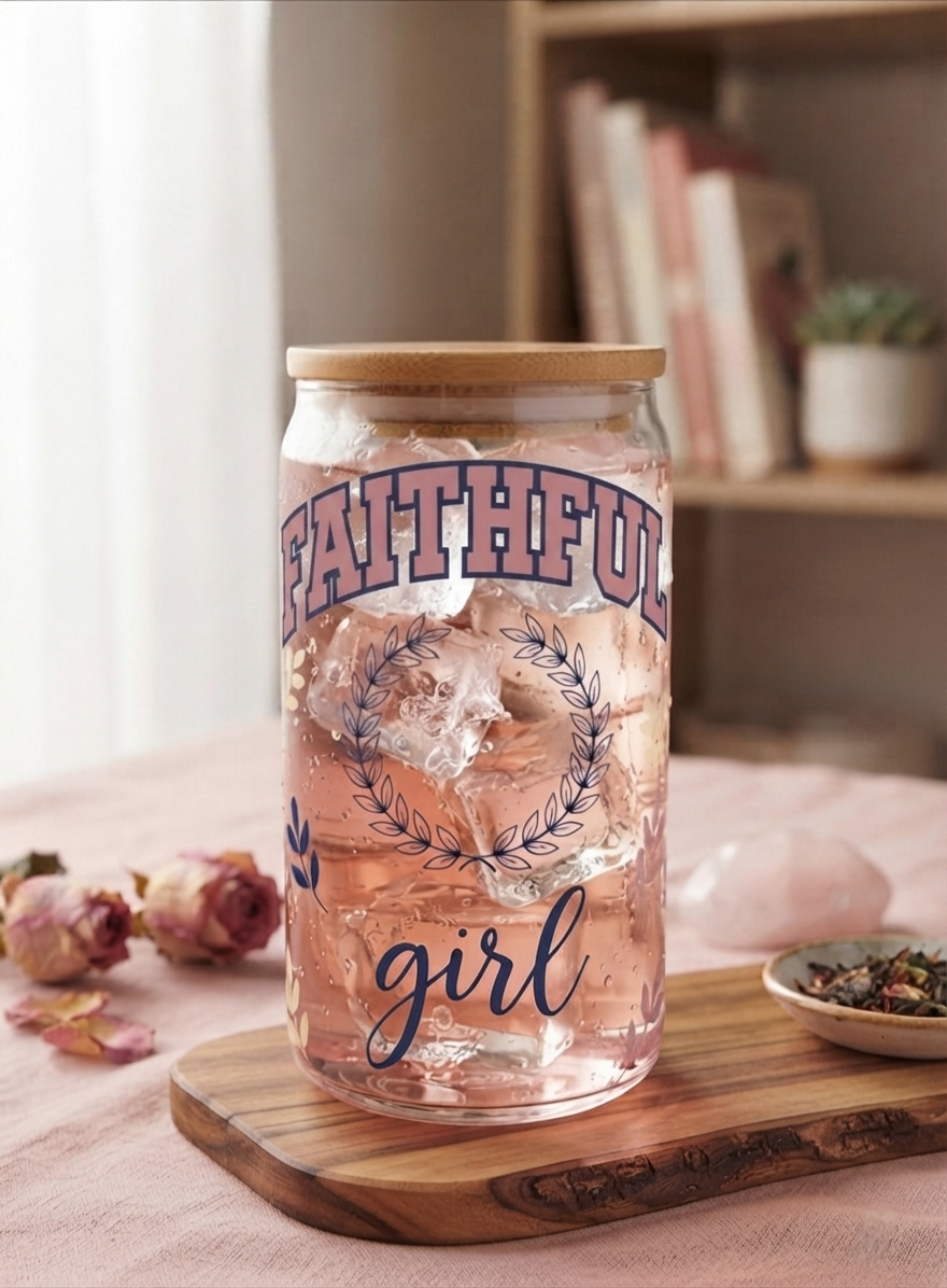 Faithful Girl bamboo Glass Can