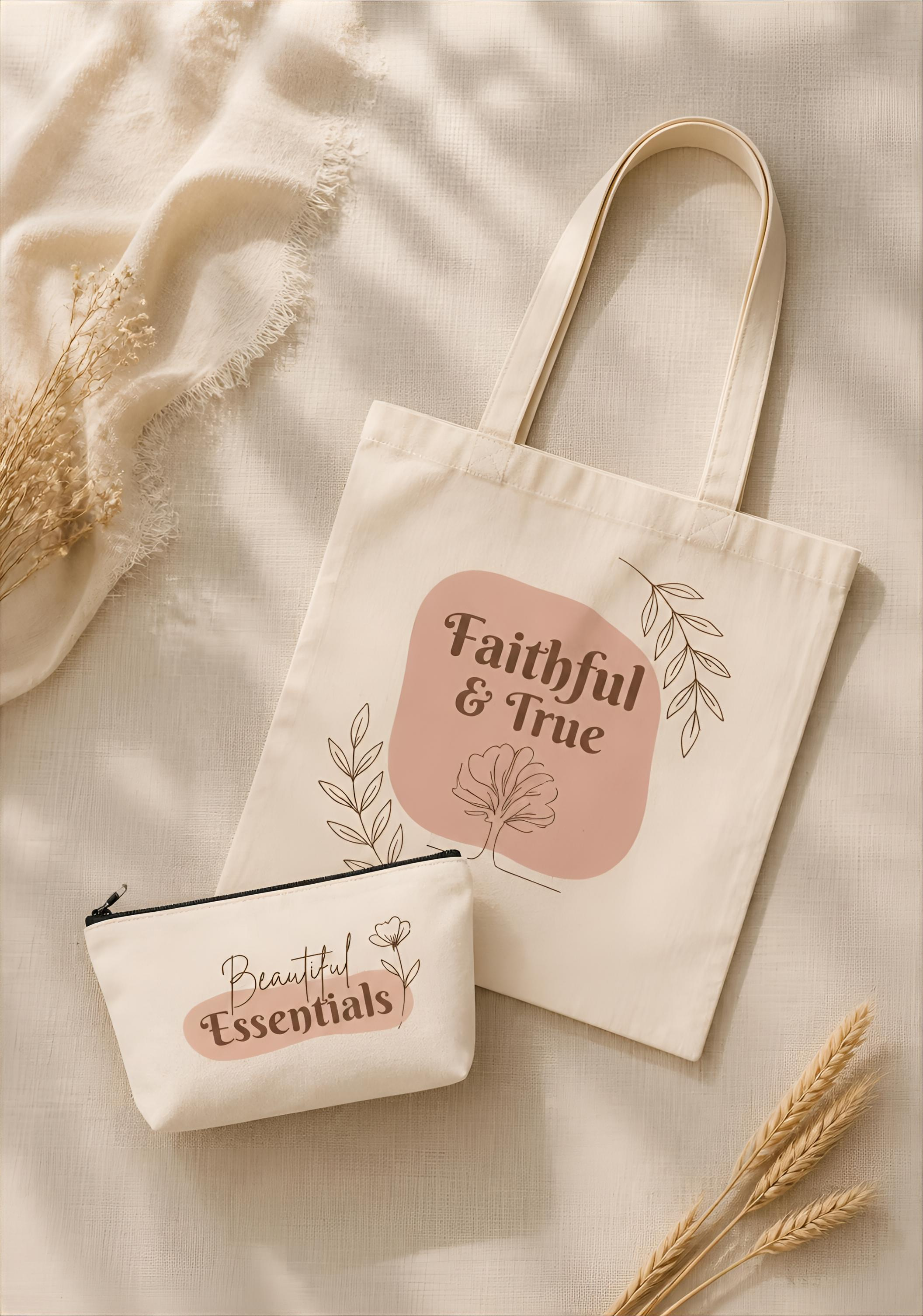 The "Faithful Essentials" Canvas Tote & Pouch Combo