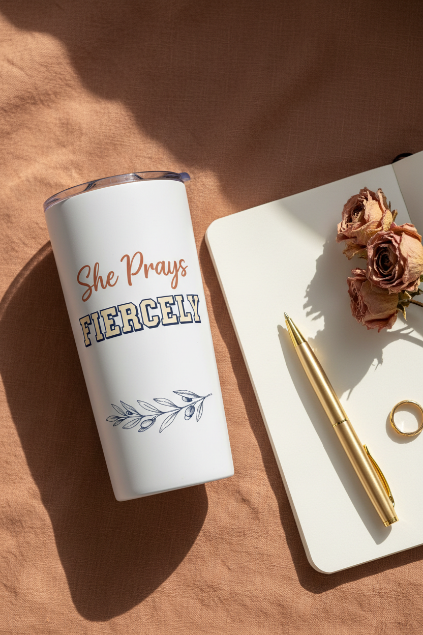 She Prays Fiercely Tumbler 2