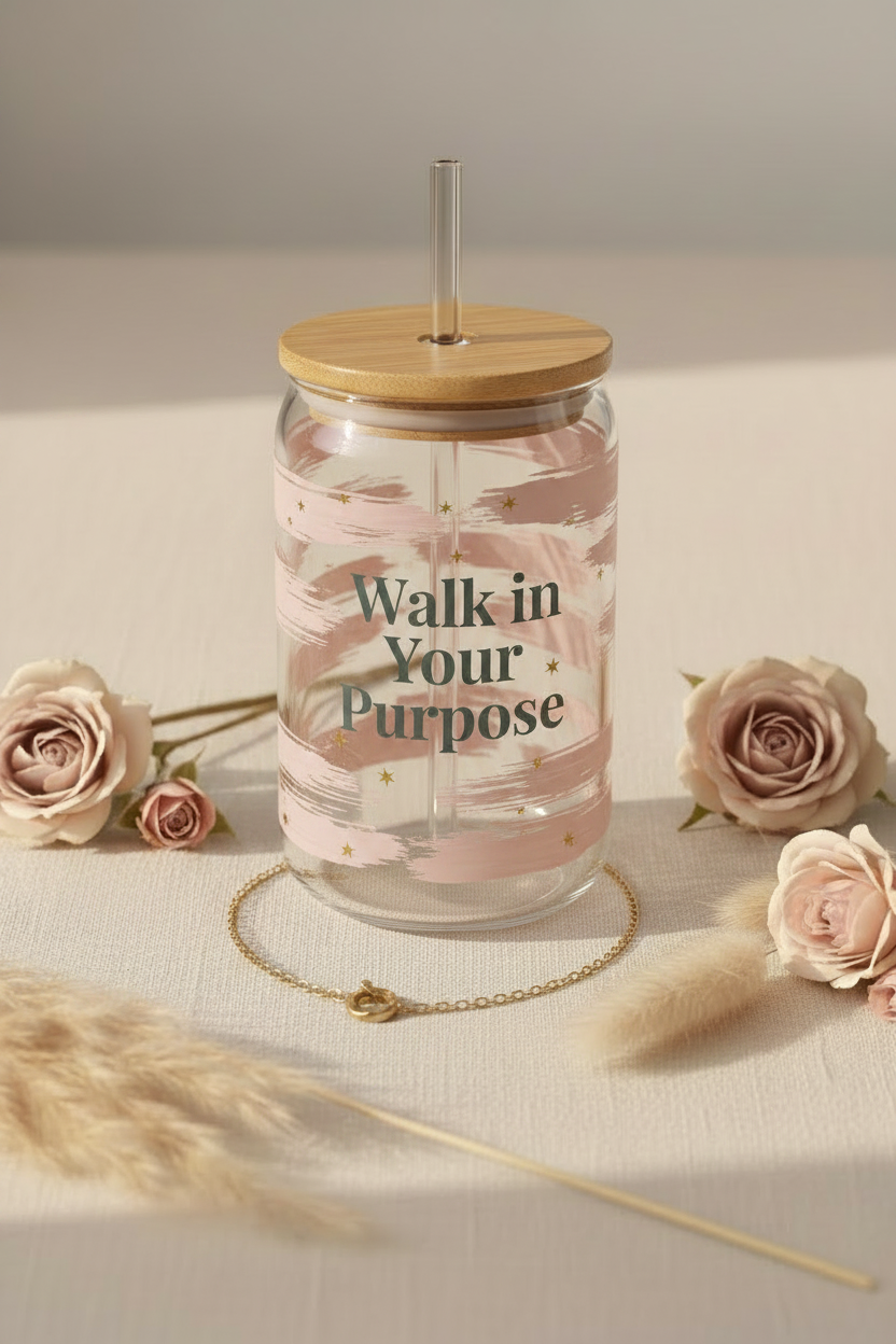 Walk in Your Purpose Glass bamboo Tumbler